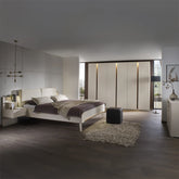 Larisa 301cm Champagne & Atlantic Oak Hinged 6 Door Wardrobe - Pendle Village Furniture